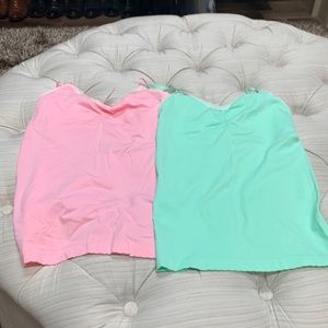 Two Victoria’s Secret tank tops pink new with tags green only worn once